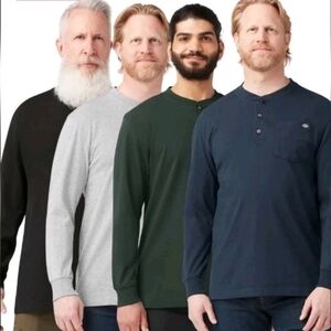 New W Tag Dickies Mens Heavyweight Long Sleeve Henley Tee T-Shirt WL451 Sz L Tan